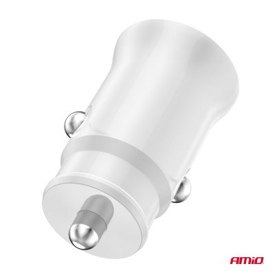 Biloplader USB-A + USB-C 20W 12/24V AMiO-03877