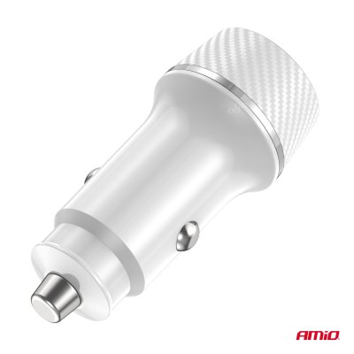 Biloplader USB-A + USB-C 20W 12/24V AMiO-03878