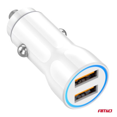 Biloplader 2xUSB-A 12/24V AMiO-03879