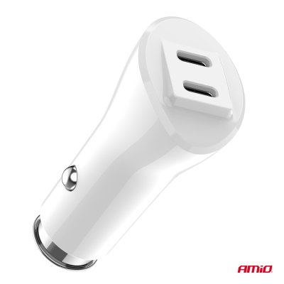 Biloplader 2xUSB-C 40W 12/24V AMiO-03884