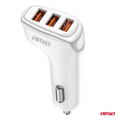 Biloplader 3x USB-A 3.1A 12/24V AMiO-03885