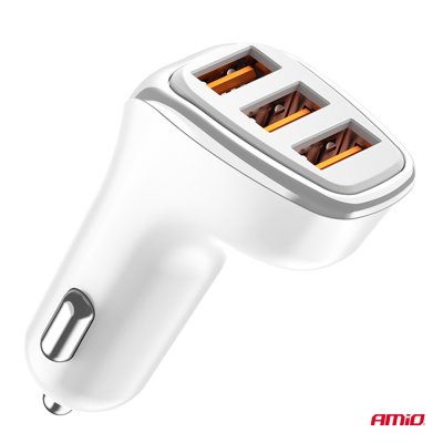 Biloplader 3x USB-A 3.1A 12/24V AMiO-03885