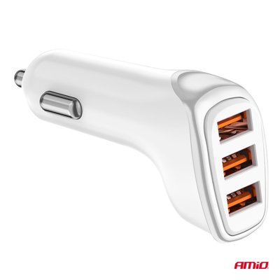 Biloplader 3x USB-A 3.1A 12/24V AMiO-03885