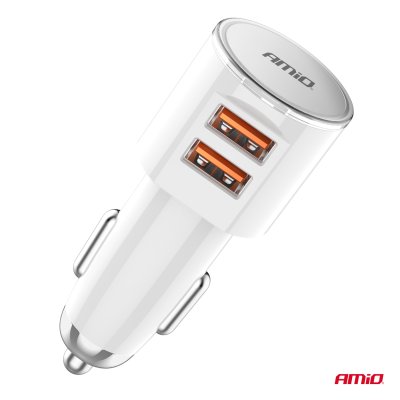 Biloplader 2x USB-A 3.4A 12/24V AMiO-03888