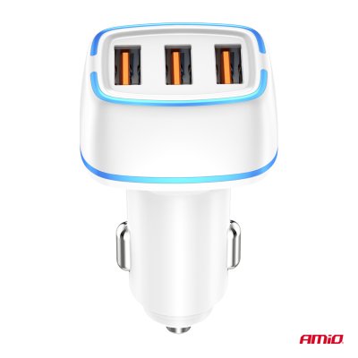 Biloplader 3x USB-A 30W 12/24V AMiO-03889