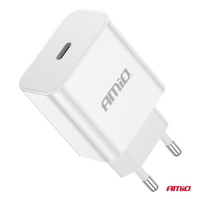 Vægoplader USB-C 20W Hurtig Opladning 230V AMIO-03891