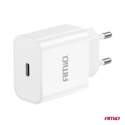Vægoplader USB-C 20W Hurtig Opladning 230V AMIO-03891