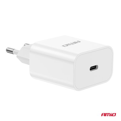 Vægoplader USB-C 20W Hurtig Opladning 230V AMIO-03891