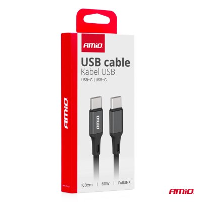 USB-C til USB-C kabel 60W 100cm FullLINK AMIO-03902