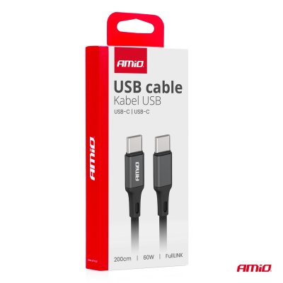 USB-C til USB-C kabel 60W 200cm FullLINK AMIO-03903