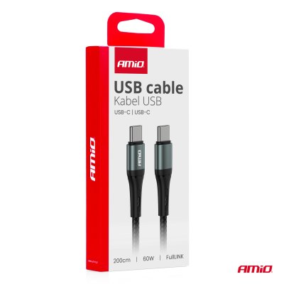 USB-C til USB-C kabel 60W 200cm FullLINK AMIO-03915