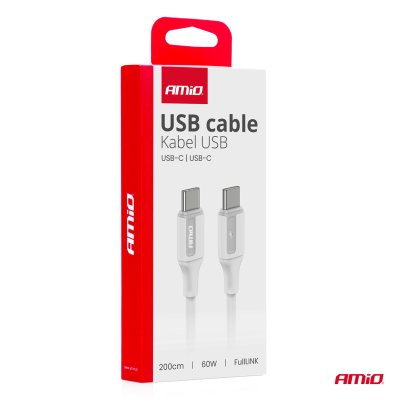USB-C til USB-C kabel 60W 200cm FullLINK AMIO-03921