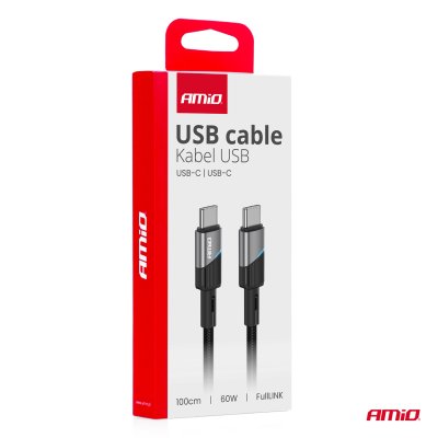 USB-C til USB-C kabel 60W 100cm FullLINK AMIO-03926