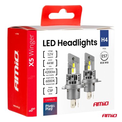 LED Hovedlygter X5-serien WINGER H4 6000K maks 50W AMIO-03945