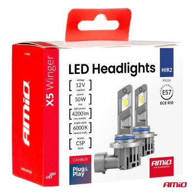 LED forlygter X5-serie WINGER HIR2 6000K maks 50W AMIO-03950