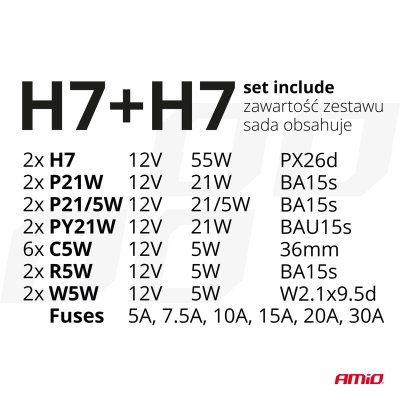Halogen Sæt 30stk (H7+H7) AMIO-03959