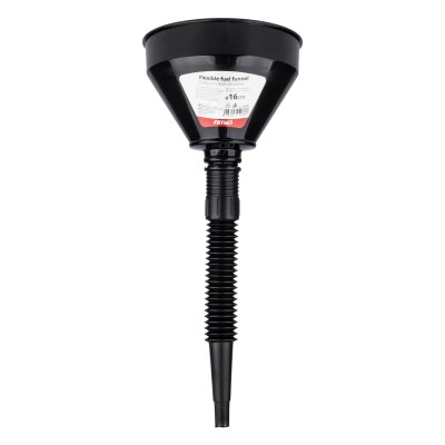 Fleksibel sort universalfunnel med si til brændstof, væske og vand 16 cm AMIO-04038
