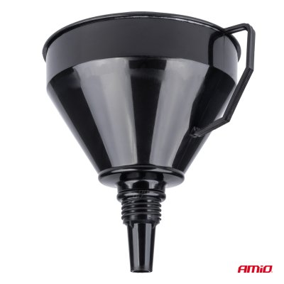 Fleksibel sort universalfunnel med si til brændstof, væske og vand 16 cm AMIO-04038