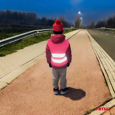 Redningsvest til børn pink AMIO-03987