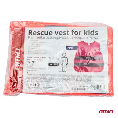 Redningsvest til børn pink AMIO-03987