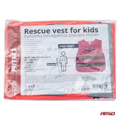 Redningsvest til børn pink SMILE AMIO-03988