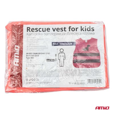 Redningsvest til børn pink DINOSAUR AMIO-03989
