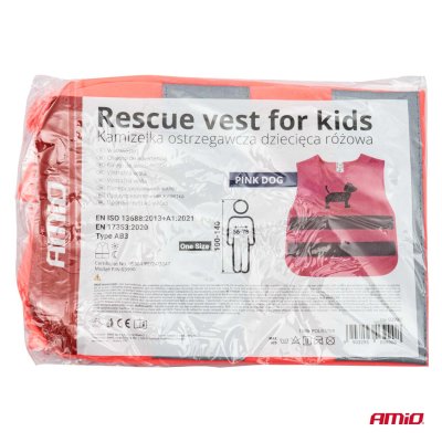 Redningsvest til børn pink DOG AMIO-03990