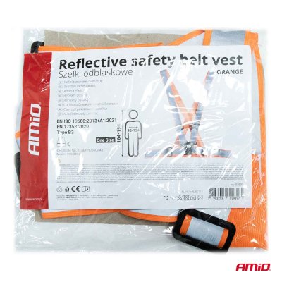 Reflekterende sikkerhedsselsveste orange farve AMiO-03939