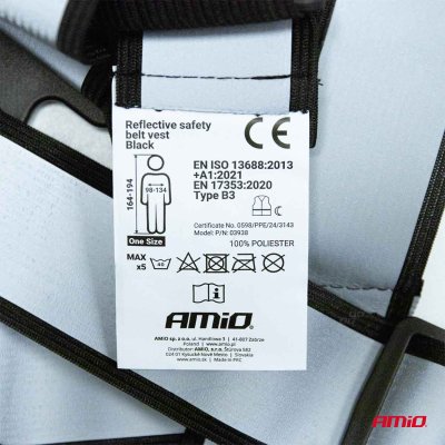 Reflekterende sikkerhedsvest sort AMiO-03938