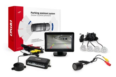 Parkeringsassistent system TFT01 4,3" med HD-301-IR 4 sensorer sølv