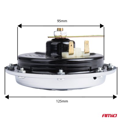 Hornlyd signal krom 125 mm 12V AMIO-04074