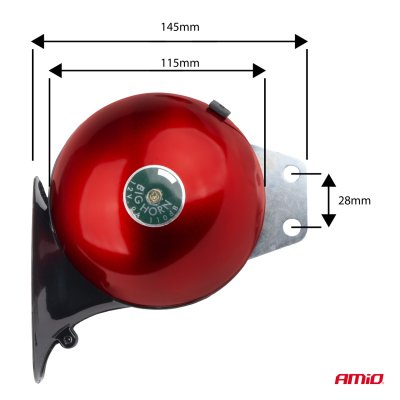 Hornlyd signal sæt af 2 stk rød 125mm 12V AMIO-04075