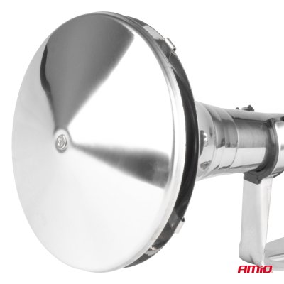 Horn fanfare lydsignal krom 520mm 12V 24V HighTone AMIO-04077