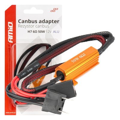 LED Canbus relæmodstand 6? 50W H7 stik og sokkel AMIO-04089