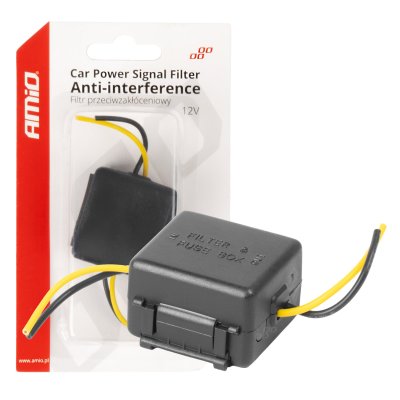 Bil Power Signal Filter Anti-interference med glasikring 12V AMIO-04099