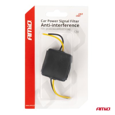 Bil Power Signal Filter Anti-interference med glasikring 12V AMIO-04099