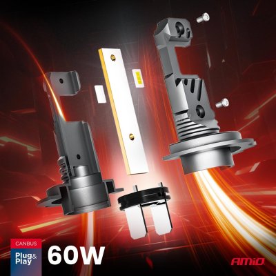 LED Forlygter Hybrid serie H7 H18 6000K Canbus 60W AMIO-04115