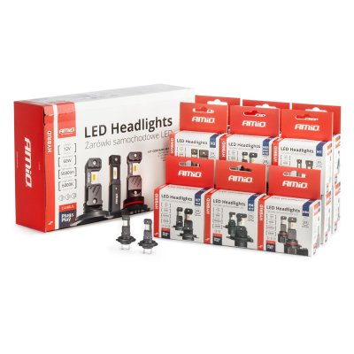 LED-forlygter Hybrid serie H1 H3 H4 H7 HB3 HB4 6000K Canbus 16 sæt AMIO-04120