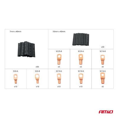 Varme krympningsledningstilkoblinger og rør 140pcs AMIO-04121