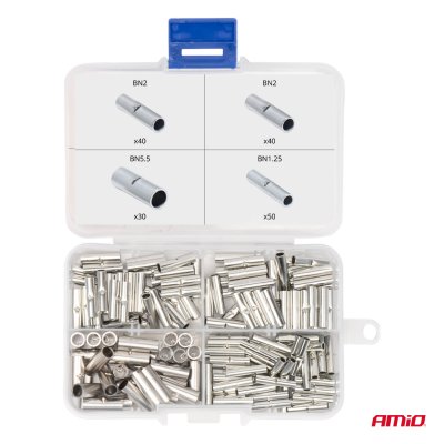 Sæt af kabelconnectorer BN1.25 BN2 BN5.5 160 stk AMIO-04123