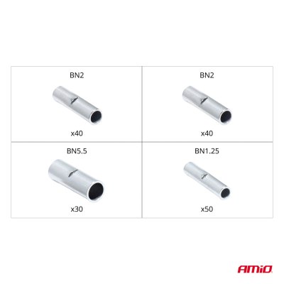 Sæt af kabelconnectorer BN1.25 BN2 BN5.5 160 stk AMIO-04123