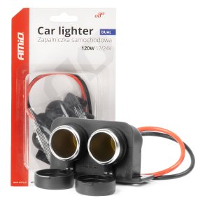 Dobbelt hermetisk lighterstik 12/24V AMIO-04130