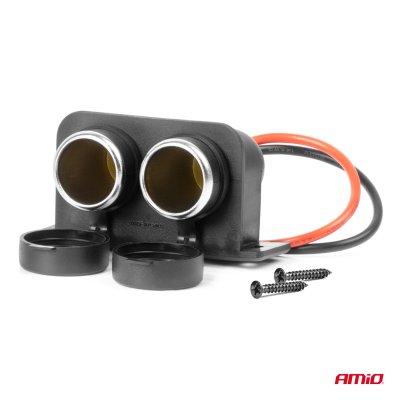 Dobbelt hermetisk lighterstik 12/24V AMIO-04130
