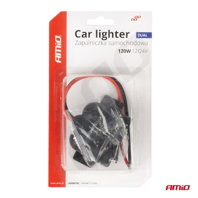 Dobbelt hermetisk lighterstik 12/24V AMIO-04130