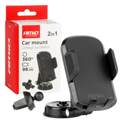 Roterende dashboard luftventil telefonholder 360° 2in1 AMIO-04138