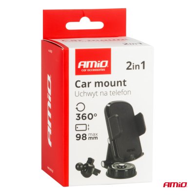 Roterende dashboard luftventil telefonholder 360° 2in1 AMIO-04138