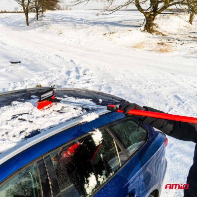 Stor sne teleskop børste med iskraber og skvaber 98-134 cm
