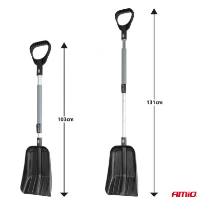 Telescopisk sneskovl med aluminiumsblad 103cm-131cm