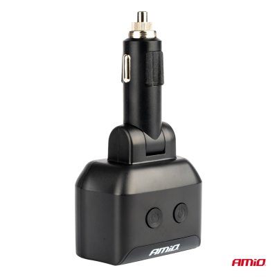 Dobbelt forlængerstik 2xUSB 1xUSB C 12/24V max 200W AMIO-04173