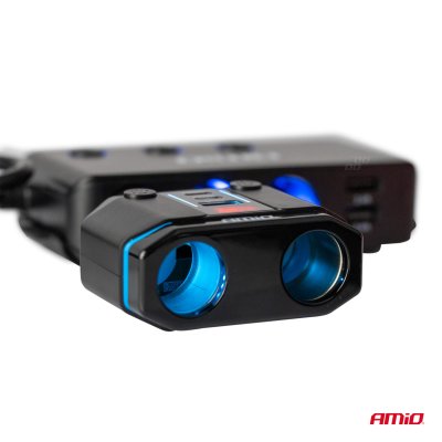 Dobbelt forlængelsesstik PD30W PD20W QC3.0 12/24V max 200W AMIO-04174